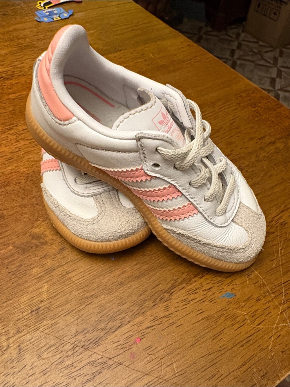 adidas Kids White and Pink Classic Sneakers